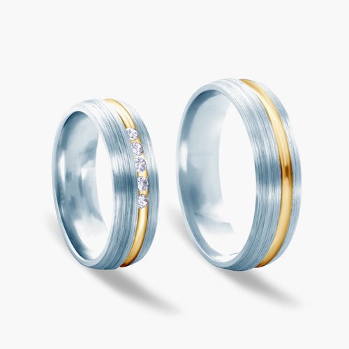 Obrączki ślubne: dwukolorowe złoto, okrągłe, 6 mm